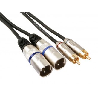 XLR-RCA KABEL - 2 x XLR 3-POLIG naar 2 x RCA MANNELIJK - 1 m