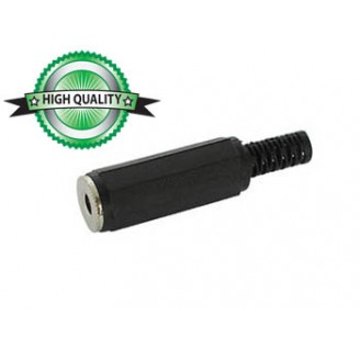 VROUWELIJKE 3.5mm MONO JACK - ZWART PLASTIC