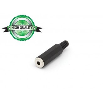 VROUWELIJKE 3.5mm STEREO JACK - ZWART PLASTIC