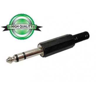 MANNELIJKE 6.35mm STEREO JACK - PLASTIC ZWART