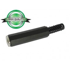 VROUWELIJKE 6.35mm STEREO JACK MET PLASTIC HULS - VERNIKKELD - ZWART