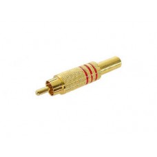 MANNELIJKE RCA PLUG - VERGULD - ROOD