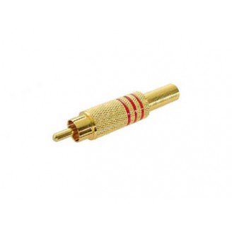 MANNELIJKE RCA PLUG - VERGULD - ROOD