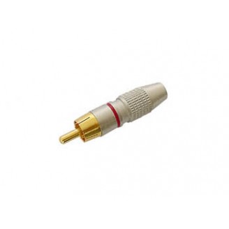 MANNELIJKE RCA PLUG - VERGULDE STEKKER - ROOD