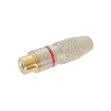 VROUWELIJKE RCA PLUG - VERGULD CONTACT - ROOD