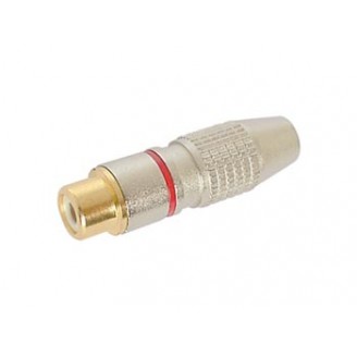 VROUWELIJKE RCA PLUG - VERGULD CONTACT - ROOD