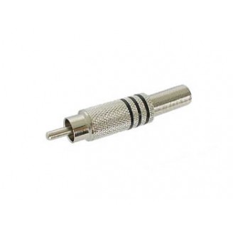MANNELIJKE RCA PLUG - VERNIKKELD - ZWART