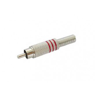 MANNELIJKE RCA PLUG - VERNIKKELD - ROOD
