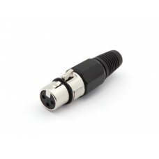 VROUWELIJKE 3P XLR PLUG - VERNIKKELD - ZWART