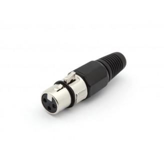 VROUWELIJKE 3P XLR PLUG - VERNIKKELD - ZWART