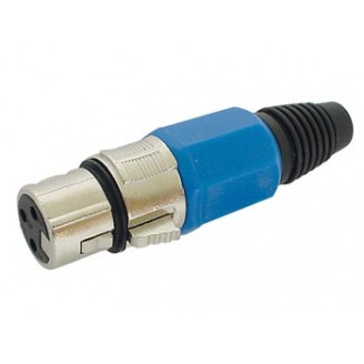VROUWELIJKE 3P XLR PLUG - VERNIKKELD - BLAUW