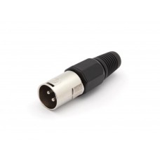 MANNELIJKE 3P XLR PLUG - VERNIKKELD - ZWART