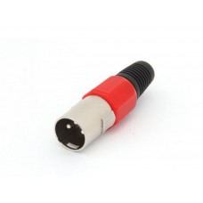 MANNELIJKE 3P XLR PLUG - VERNIKKELD - ROOD