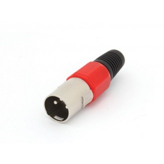 MANNELIJKE 3P XLR PLUG - VERNIKKELD - ROOD