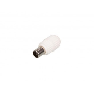 TV-PLUG MANNELIJK 9.5mm/2.3mm - PLASTIEK - WIT