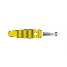 BANAANSTEKKER 4mm MET DWARGAT EN SOLDEERAANSLUITING / GEEL (BULA 30K)