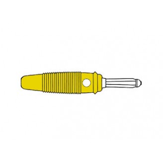 BANAANSTEKKER 4mm MET DWARGAT EN SOLDEERAANSLUITING / GEEL (BULA 30K)