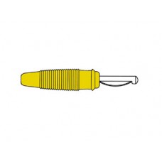 BANAANSTEKKER 4mm MET DWARSGAT EN SOLDEERAANSLUITING / GEEL (VQ 30)