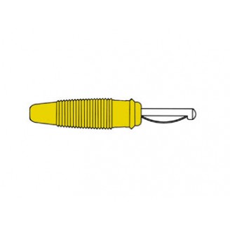 BANAANSTEKKER 4mm MET DWARSGAT EN SOLDEERAANSLUITING / GEEL (VQ 30)