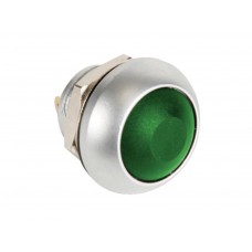 RONDE METALEN DRUKSCHAKELAAR MET GROEN KAPJE - 1P SPST OFF-(ON)
