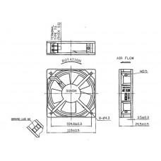 SUNON VENTILATOR 230VAC GLIJLAGER 120 x 120 x 25mm