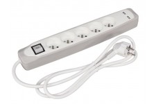 5-VOUDIGE STEKKERDOOS MET SCHAKELAAR - 2 USB-POORTEN - GRIJS/WIT - PENAARDE