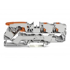 3-draads doorgangsklemmenblok met hendel en drukknop 10 mm², grijs