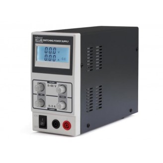 SCHAKELENDE DC-LABOVOEDING 0-60 VDC / 0-5 A MAX MET LCD-SCHERM