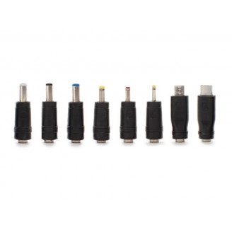 SET MET 8 UNIVERSELE DC PLUGGEN voor MANNELIJKE PLUG 2.1 x 5.5 mm