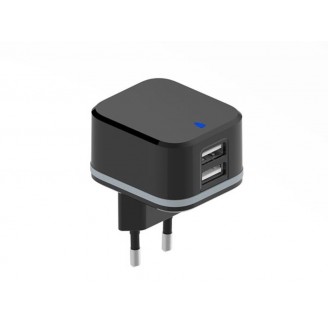 COMPACTE LADER MET 2 USB-AANSLUITINGEN - 5 V - 4.8 A max. - 24 W max. - ZWART