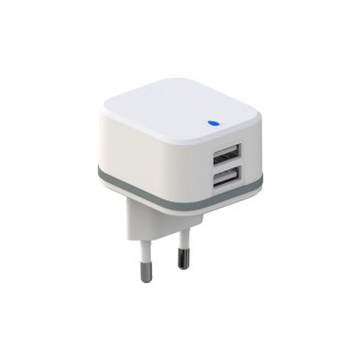 COMPACTE LADER MET 2 USB-AANSLUITINGEN - 5 V - 4.8 A max. - 24 W max. - WIT