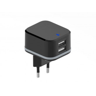 COMPACTE LADER MET 2 USB-AANSLUITINGEN - 5 V - 3.4 A max. ( 2.4 + 1 A ) - 17 W max.