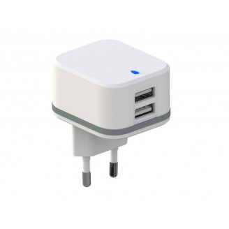 COMPACTE LADER MET 2 USB-AANSLUITINGEN 5 V - 3.4 A max. ( 2.4 + 1 A ) - 17 W max.