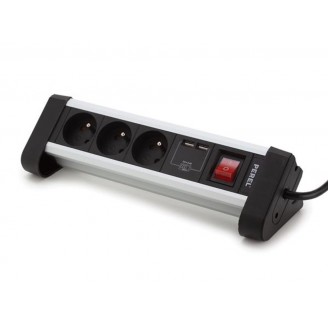 3-VOUDIGE DESKTOP-STEKKERDOOS MET 2 USB-POORTEN - 2.4 A - PENAARDE