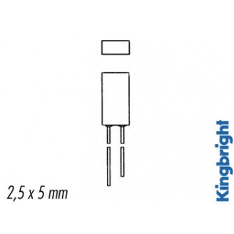 2.5 x 5mm RECTANGULAR LED LAMP RED DIFFUSED