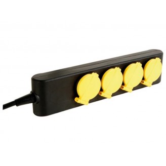 4-VOUDIGE STEKKERDOOS - IP44 - 1.5 m KABEL - ZWART - PENAARDE