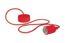 DESIGN LAMPHOUDER MET TEXTIELKABEL - ROOD DESIGN LAMPHOUDER MET TEXTIELKABEL - ROOD