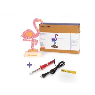 XL flamingo soldeerset, promoset met gratis soldeerbout en soldeertin, educatief en creatief doe-het-zelf elektronicaproject - VS-versie