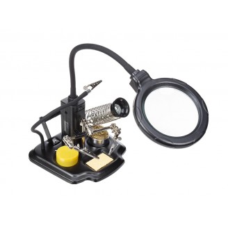 DERDE HAND MET VERGROOTGLAS EN SOLDEERTOOLS