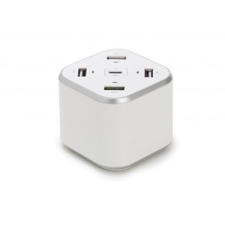 SMART USB station met 3 x USB + 1 x USB Fast Charge QC 3.0 + 1 x Type-C uitgangen - max. 9.6 A - max. 48 W - wit