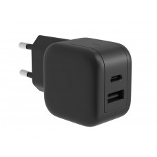 Snelle USB-oplader met GaN Fast Technology - 2 uitgangen - USB-A & USB-C - 30W Snelle USB-oplader met GaN Fast Technology - 2 uitgangen - USB-A & USB-C - 30W