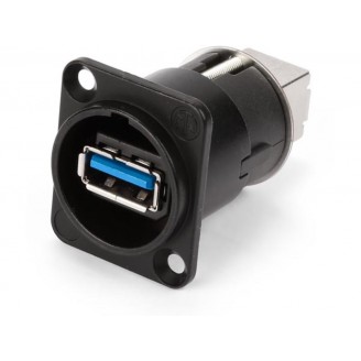 NEUTRIK - OMKEERBARE USB 3.0GENDERWISSELAAR (TYPE A EN B) - VERNIKKELDE D-BEHUIZING - ZWART