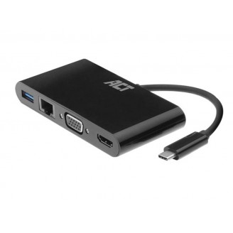 USB-C naar HDMI of VGA-Multiport Adapter 4K met Ethernet en USB-Hub - 4K @ 30 Hz - 0.15 m