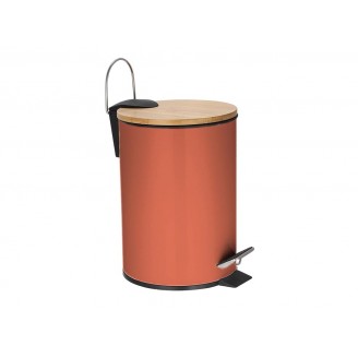 Pedaalemmer - 3 l - Terracotta metaal - Bamboe deksel