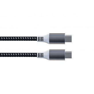 USB-kabel - USB 2.0 C naar C 60W, 480Mbps, magnetisch, vernikkeld, katoenen gevlochten kabel - 1 meter