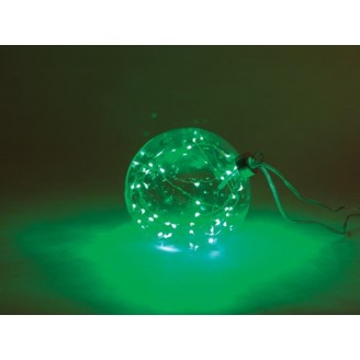 Glasslight LED - glazen ledbol - transparant - 12 cm - 40 leds - groen - batterijen niet meegeleverd