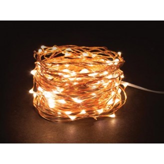 Microlight LED - 12 m - 120 warm witte lampen - koperdraad - 4,5 V