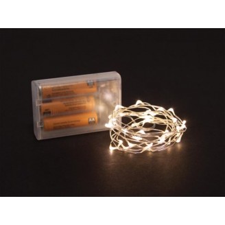 Microlight LED - 2 m - 40 warm witte lampjes - zilverdraad - batterijen niet meegeleverd