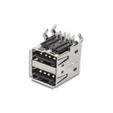 USB A VROUWELIJK, DUBBELE CONNECTOR 90°, VOOR PCB