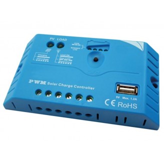 PWM-LAADREGELAAR MET USB-AANSLUITING - 10 A - 12/24 VDC